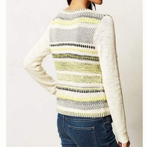 Anthropologie Moth Chaux Metallic Open Front Drape Cardigan Sweater Size Medium - Picture 2 of 14